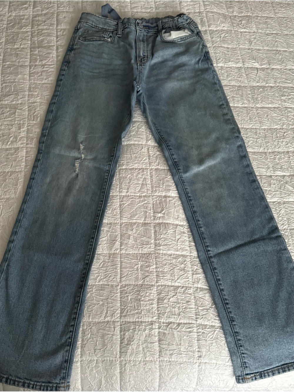 BOYS’ Blue Distressed Straight-Leg Jeans